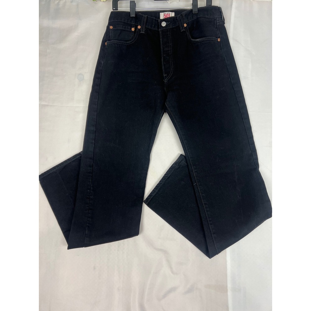 Levis 501 Original Straight Leg Jeans Mens 34x36 Black Denim Button Fly Salvage